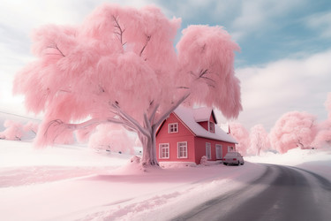 Beautiful snow scene. Generate Ai - yliv