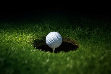 Golf ball green grass. Summer nature outdoor sport play. Generate Ai - yliv