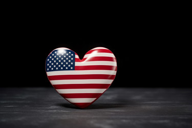 отечественная форме сердца с флагом сша на черном фоне. генеративный контент - yliv