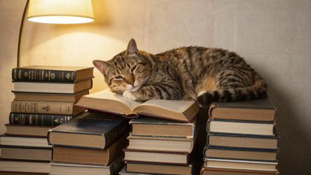 Кот лежит на книгах - Vvicca