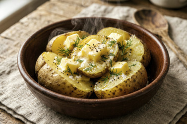 горячий запеченный картофель со сливочным маслом и укропом - Vvicca