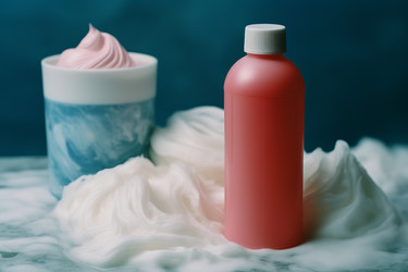 Фотография продукта флакона с пеной для шампуня natural. Жидкое очищающее средство для спа-косметики. Генерировать искусственный интеллект - yliv