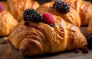 Viennoiserie berries pastry bakery background. Generate Ai - yliv
