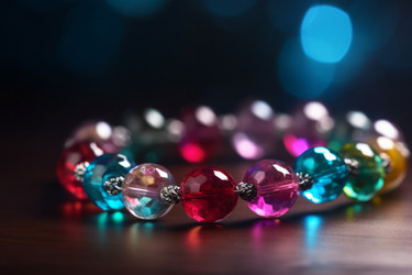 Glass beads handmade bracelet. Multicolored crafted elegant wristlet jewelry. Generate ai - yliv