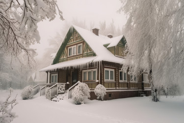 Cottage covered with fluffy snow. Generate ai - yliv