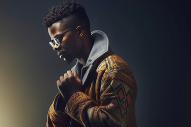 Young African American man. Guy in street style clothing portrait. Generate ai - yliv