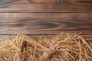 Dried hay on wooden farm background. Generate Ai - yliv