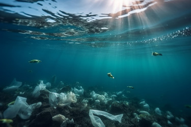 Plastic pollution ocean. Generate AI - yliv