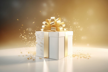 Golden ribbon gift box. Generate Ai - yliv