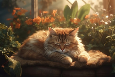 Милый пушистый кот спит. Генерировать искусственный интеллект - yliv