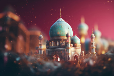 Исламская мечеть с размытым сверкающим фоном. Генерировать искусственный интеллект - yliv