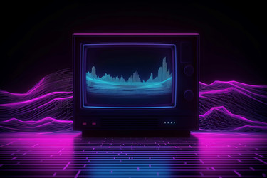 ретро-волна на экране телевизора. генеративный контент - yliv