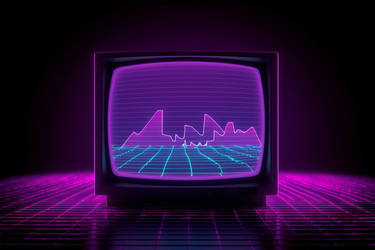 ретро-телевизор с фиолетовой волной. генеративный контент - yliv