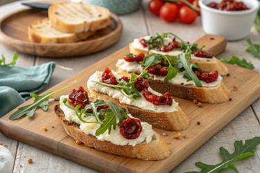 вкуснейшая брускетта со сливочным сыром, вялеными помидорами и рукколой - RomanZ