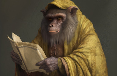 Medieval monkey baboon. Generate Ai - yliv