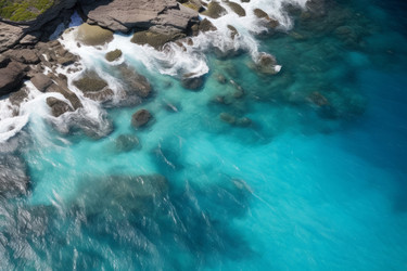 Pristine ocean wave. Sea horizon. Generate Ai - yliv