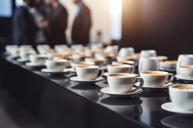 Coffee break table at business conference. Generate ai - yliv