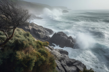 Rocky mountain ocean. Generate ai - yliv