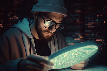 мужчина ищет информацию в интернете. генеративный контент - yliv