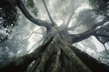 Giant tree downview angle. Tall season. Generate Ai - yliv