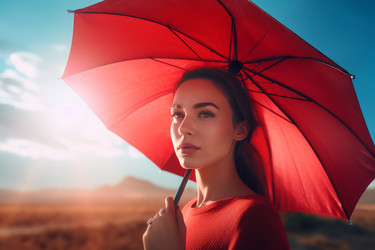 Woman red umbrella. Generate Ai - yliv