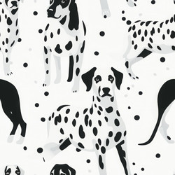 Dalmatian dog pattern white banner. Fabric funny decorative character white. Generate Ai - yliv
