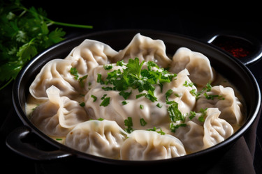 мясные пельмени русская вареная миска с пельменями. генеративный контент - yliv