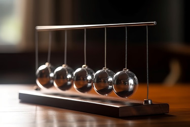 Деревянная настольная сфера Newtons cradle. Генерировать искусственный интеллект - yliv