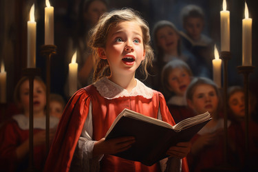 Singing choir child. Happy kid art choir performance learning. Generate Ai - yliv