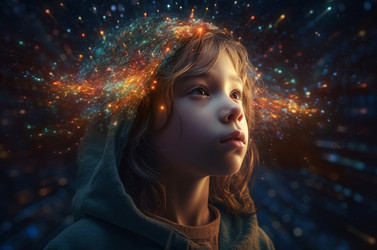 Spiritual ethereal young girl galaxy mind. Person magic soul spirit. Generate Ai - yliv