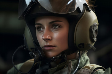 Female fighter pilot in uniform. Generate ai - yliv