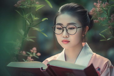 знающий красавец-книжный червь. симпатичная женщина в очках читает книгу. генеративный контент - yliv