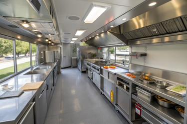 Современная кухня Food Truck с оборудованием из нержавеющей стали и просторным рабочим пространством - RomanZ