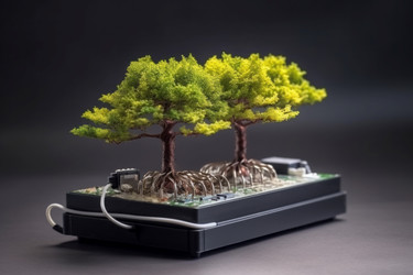 Green energy tree concept equipment. Natural biology recycle day concept. Generate Ai - yliv
