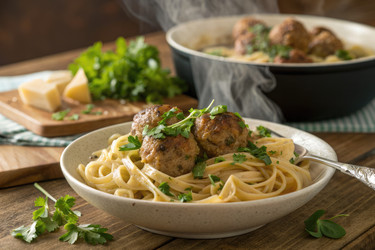 уютная кухня: вкуснейшая паста с фрикадельками и свежей зеленью - RomanZ
