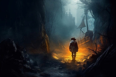 Dark cave explorer digital art. Generate ai - yliv