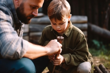 Father boy constructing. Generate Ai - yliv