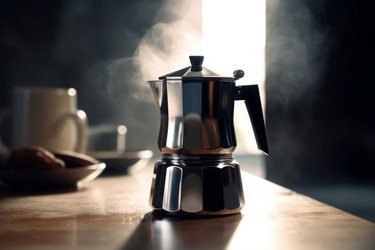 Coffee percolator pot. Home retro metal. Generate Ai - yliv