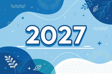креативный дизайн с изображением 2027 года в прохладной синей цветовой гамме - RomanZ