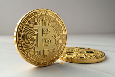 биткойн-монеты, размещенные на мраморной поверхности, демонстрируют свой детальный дизайн - RomanZ