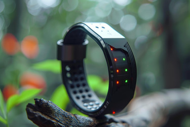Modern fitness tracker displaying progress in natural environment - yliv