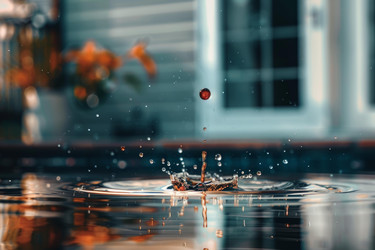Single droplet creating abstract splashing water crown shape - yliv
