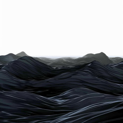 Dark waves forming hills under white sky, abstract 3d render - yliv