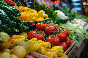 Свежие органические продукты представлены на стенде фермерского рынка - yliv