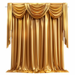 Elegant gold stage curtain covering white background - yliv