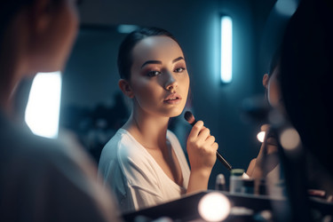 Woman makeup mirror. Generate ai - yliv