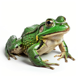 Green frog standing on white background - yliv