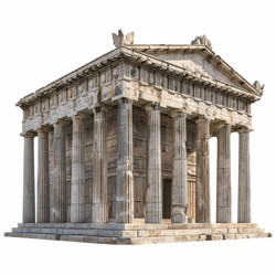 Ancient greek temple isolated on white background - yliv