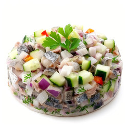 вкусный салат из сельди с луком, огурцами и зеленью, идеально подходит для легкой и освежающей пищи - yliv