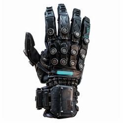 Futuristic bionic hand making number four gesture - yliv